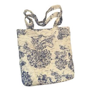 Handmade Blue & Beige Cottagecore Purse with Upside-Down Tree and Farm Animal